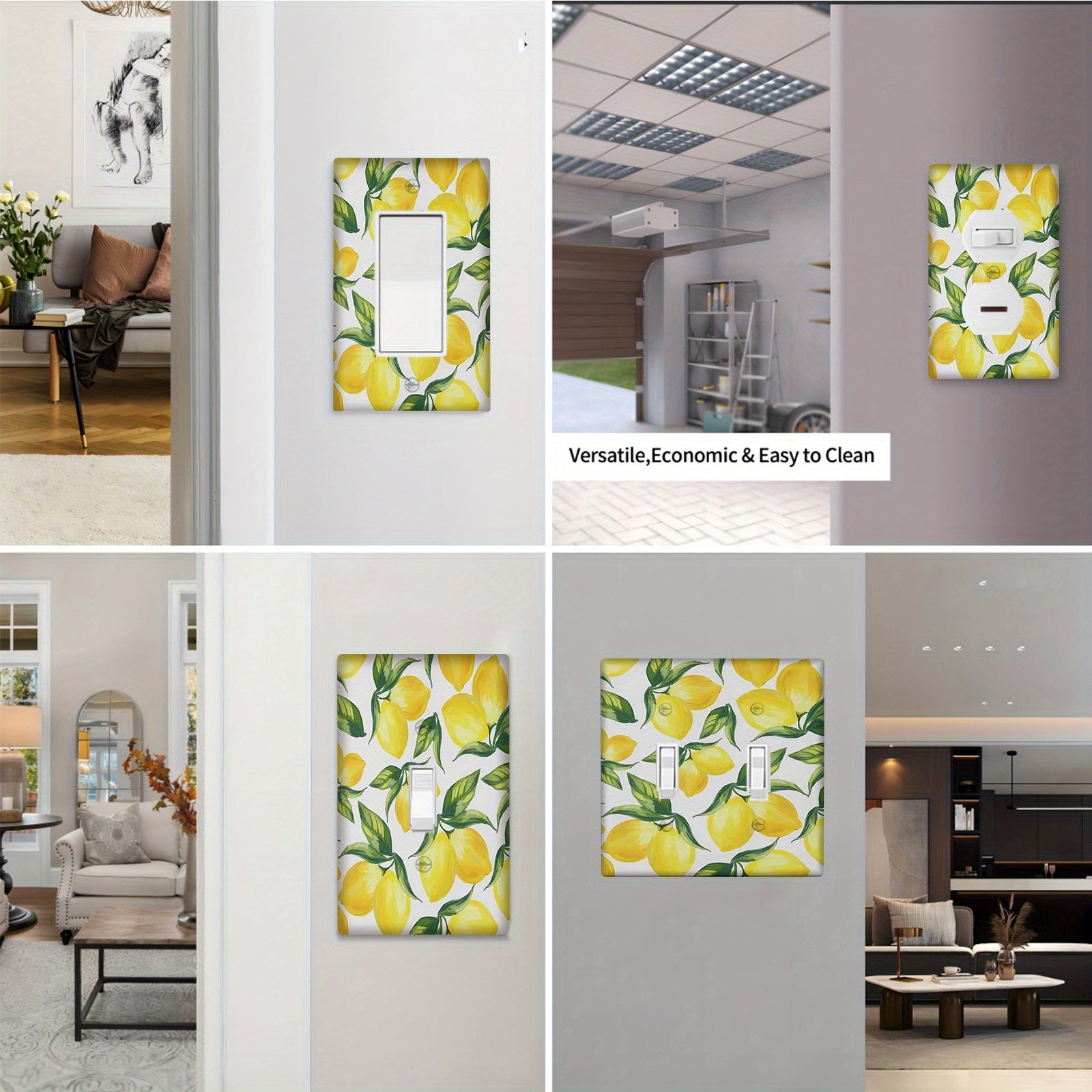 Yellow Lemon Light Switch Cover for 1 or 2 Gang Switches Kitchen Bathroom Living Room Decor