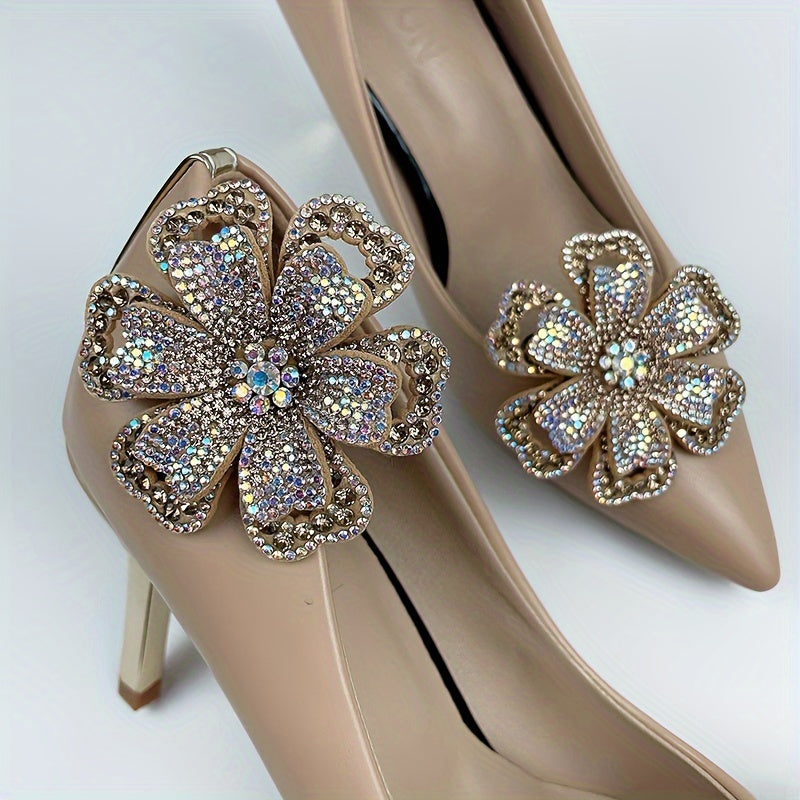 Girls Shoe Clips 2pcs Double Layer Flower DIY Accessories for Shoes and Clothing