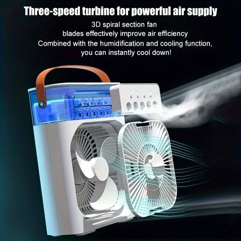 5-in-1 1200ML Desktop Electric Fan with Humidification and 5-Speed Air Conditioner USB Type-C