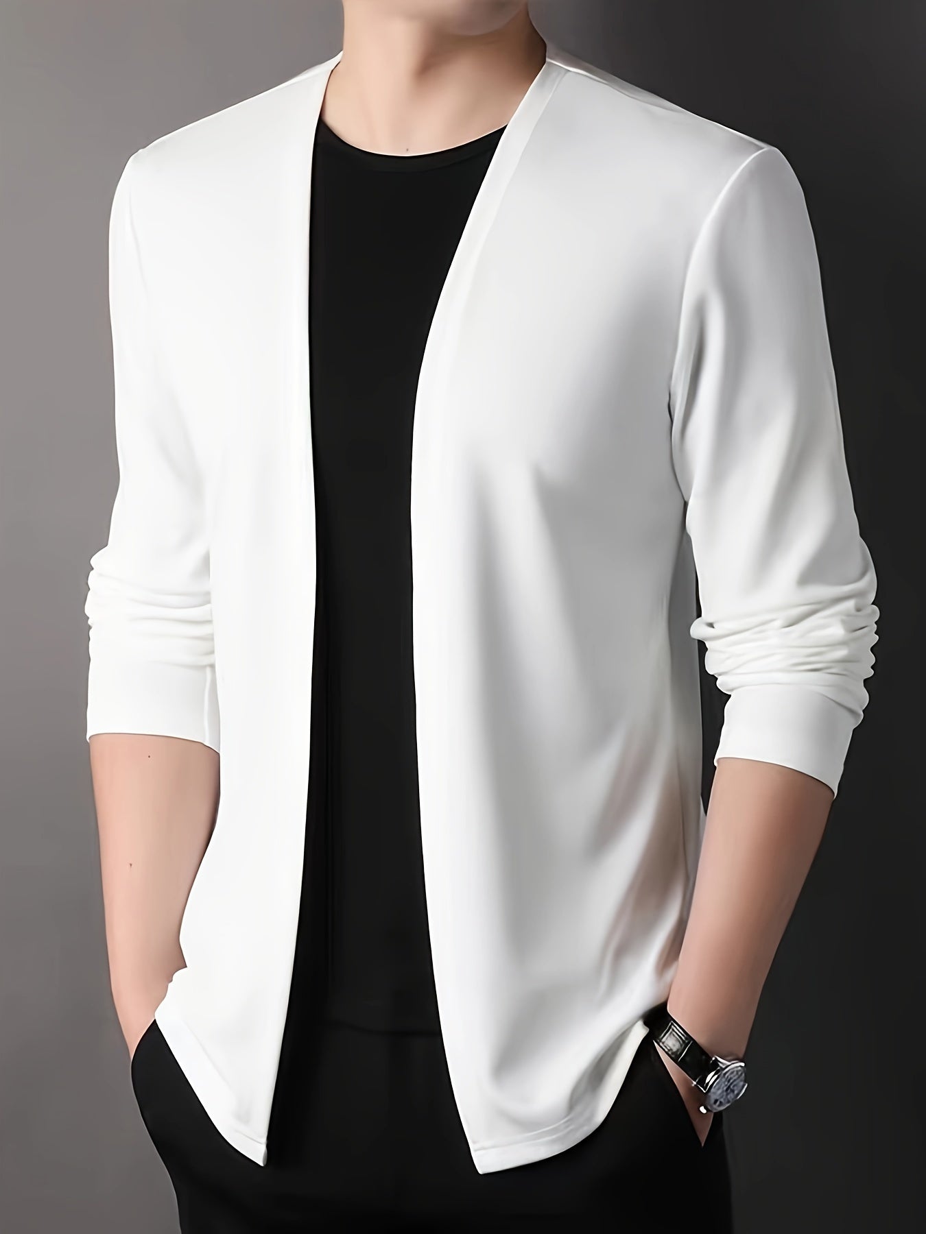 Men's Slim Fit Knitted Cardigan Long Sleeve Solid Casual Fall Polyester