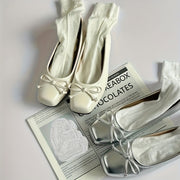 Zapatos casuales de punta cuadrada sin cordones con cubierta sintética para mujer