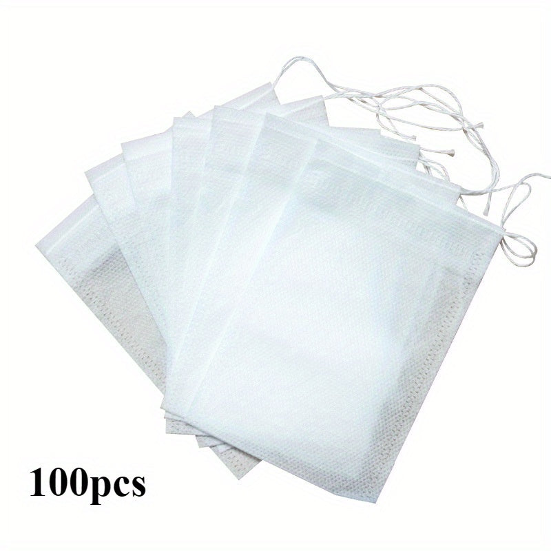 100 Tea Bags, Chinese Medicine Decoction Bags, Non-Woven Seasoning Soup Slag Bags