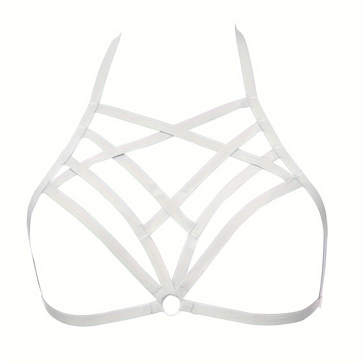 Women's Gothic Cage Bra Harness with Sheer Body Suspenders Lingerie