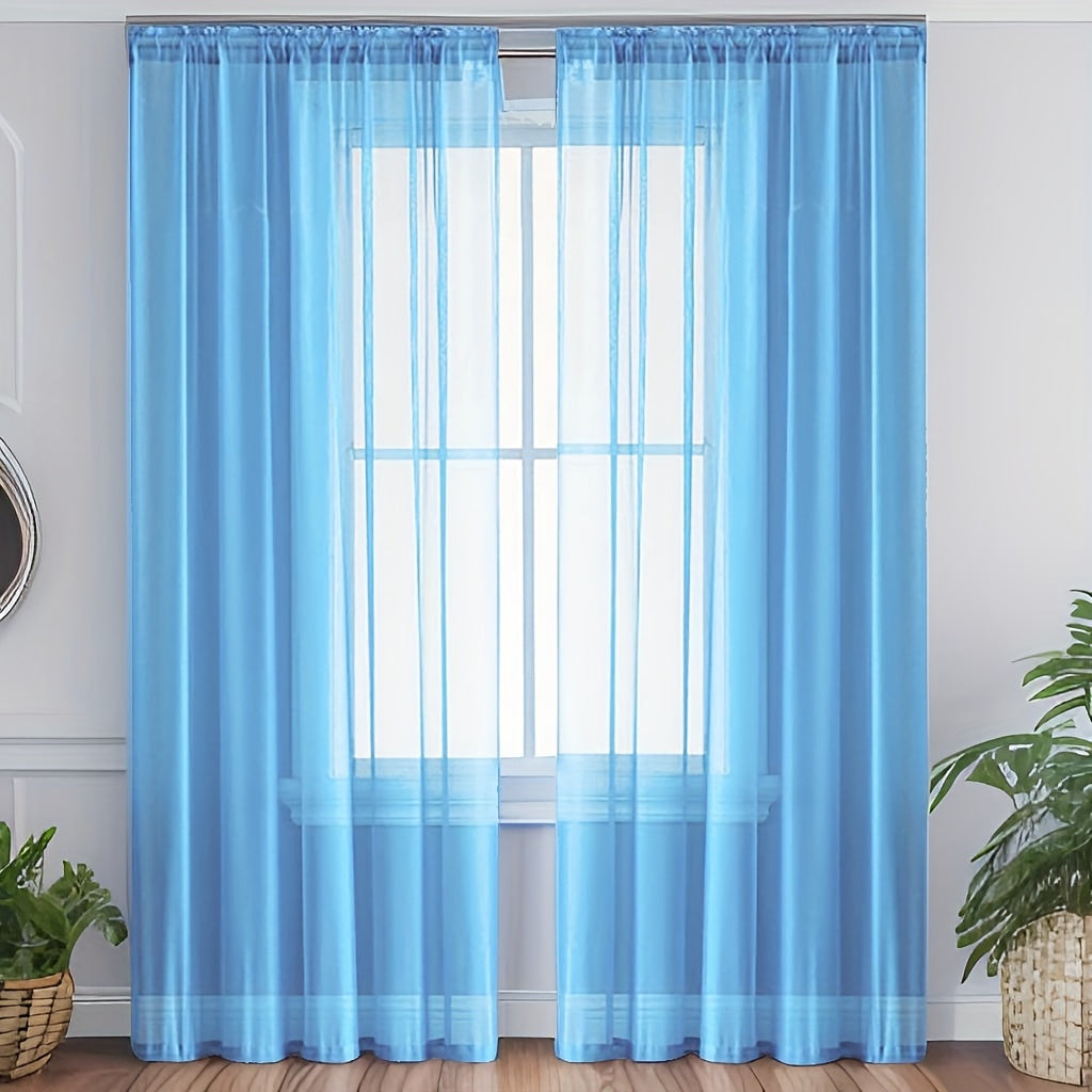 Sheer Polyester Curtain Panel for Bedroom and Living Room Light and Airy Fabric Rod Pocket Top