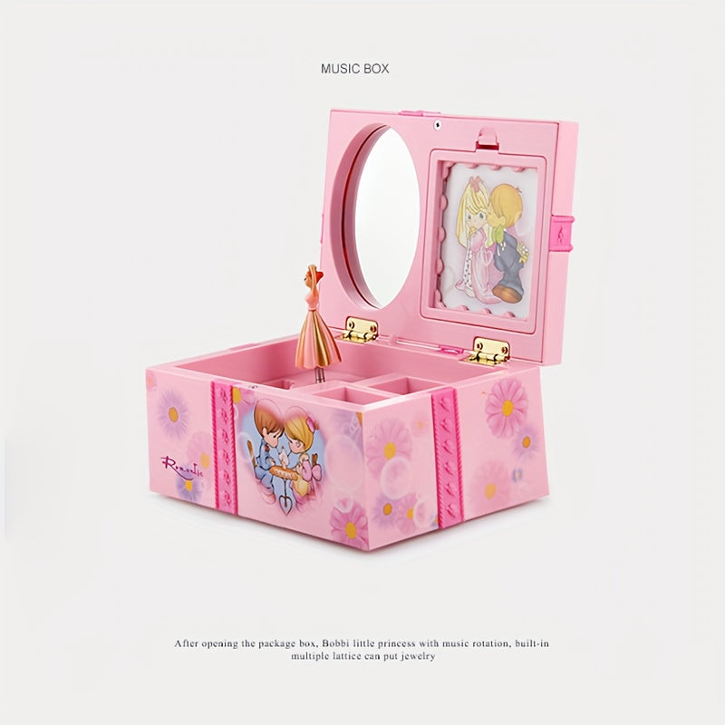 Girls Ballet Dancer Music Box with Mirror Rotating Jewelry Organizer Gift
