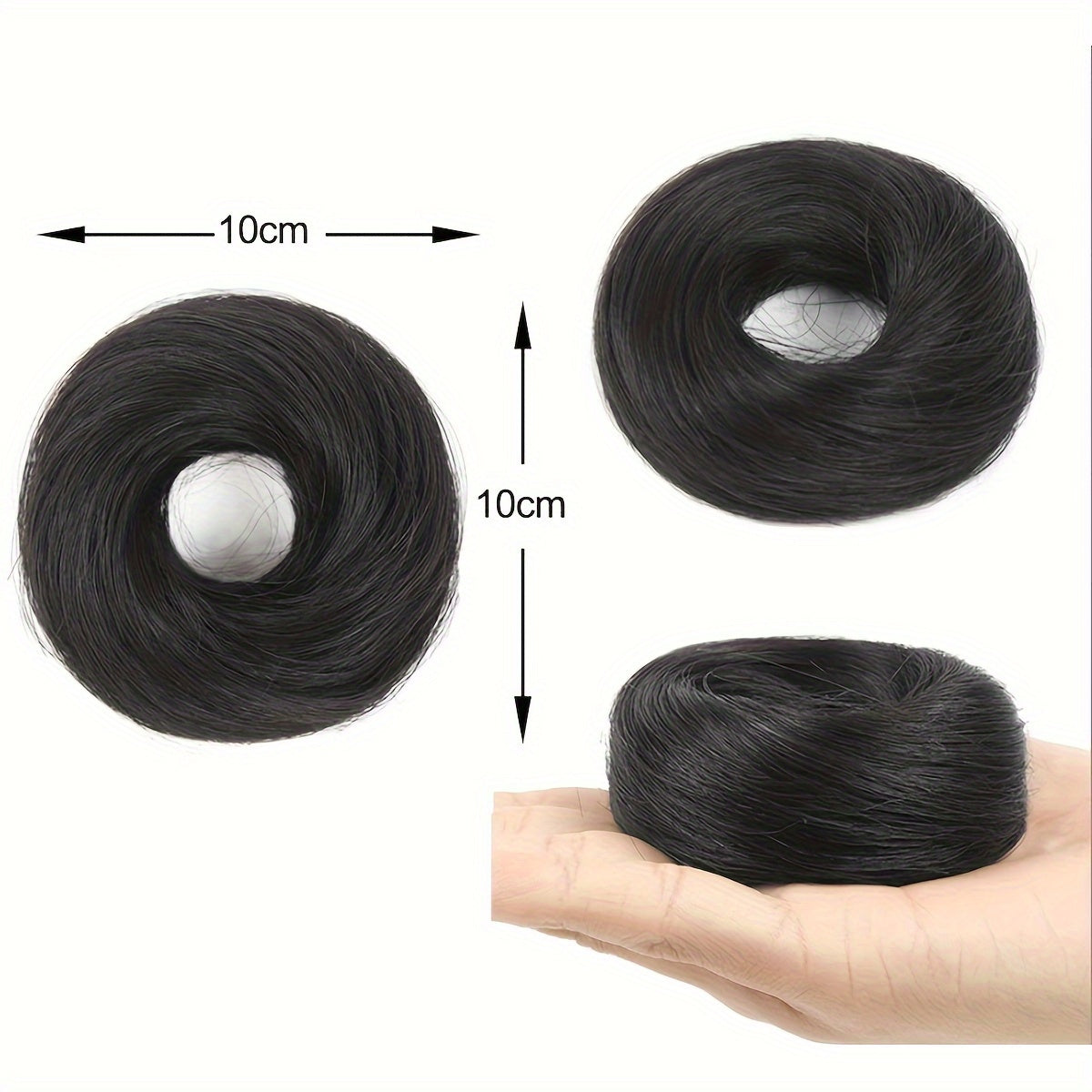 Women Synthetic Hair Bun Extension 3-Inch Elastic Donut for Parties Casual