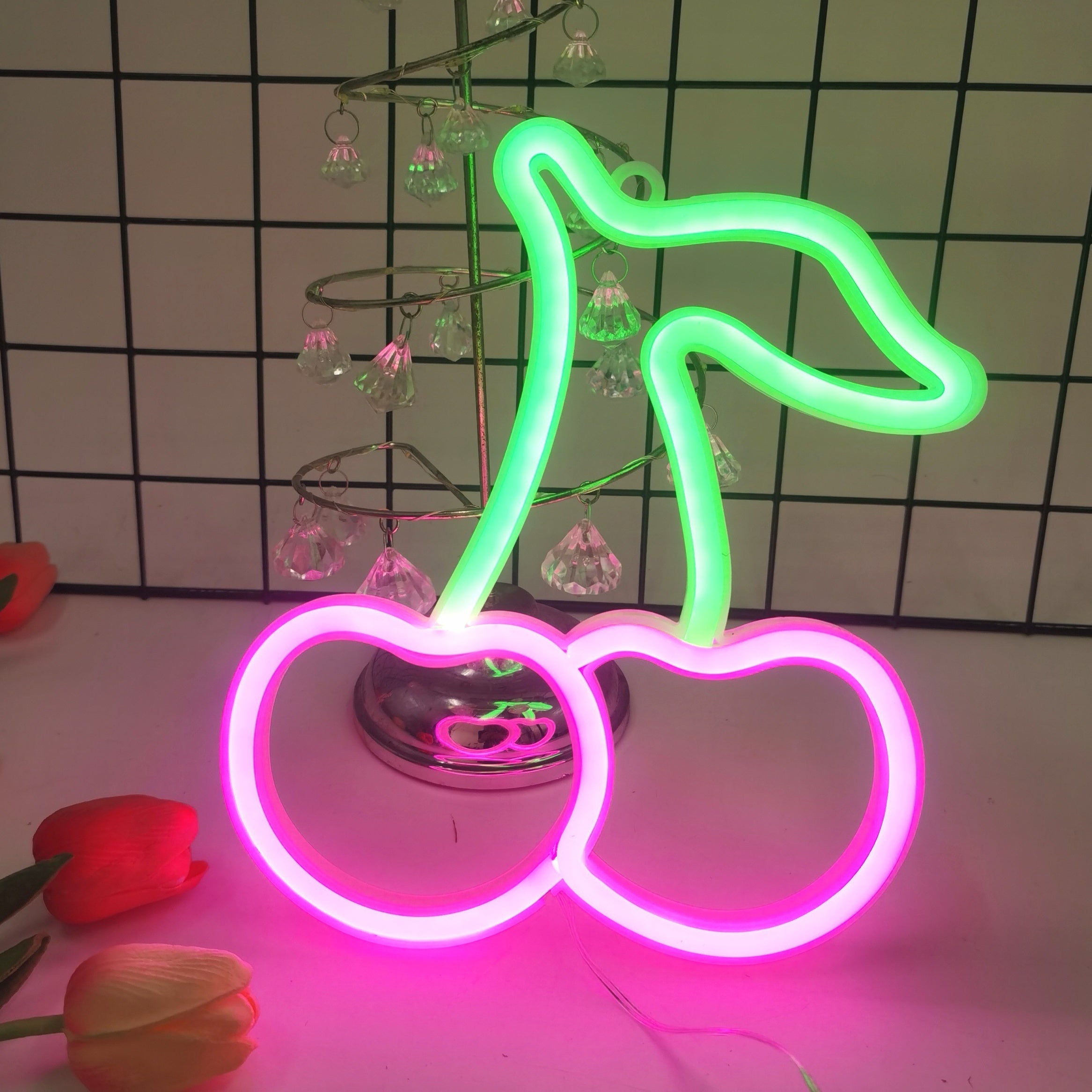 Cherry Neon LED Light Sign for Kids Rooms Bars Restaurants Birthday Parties