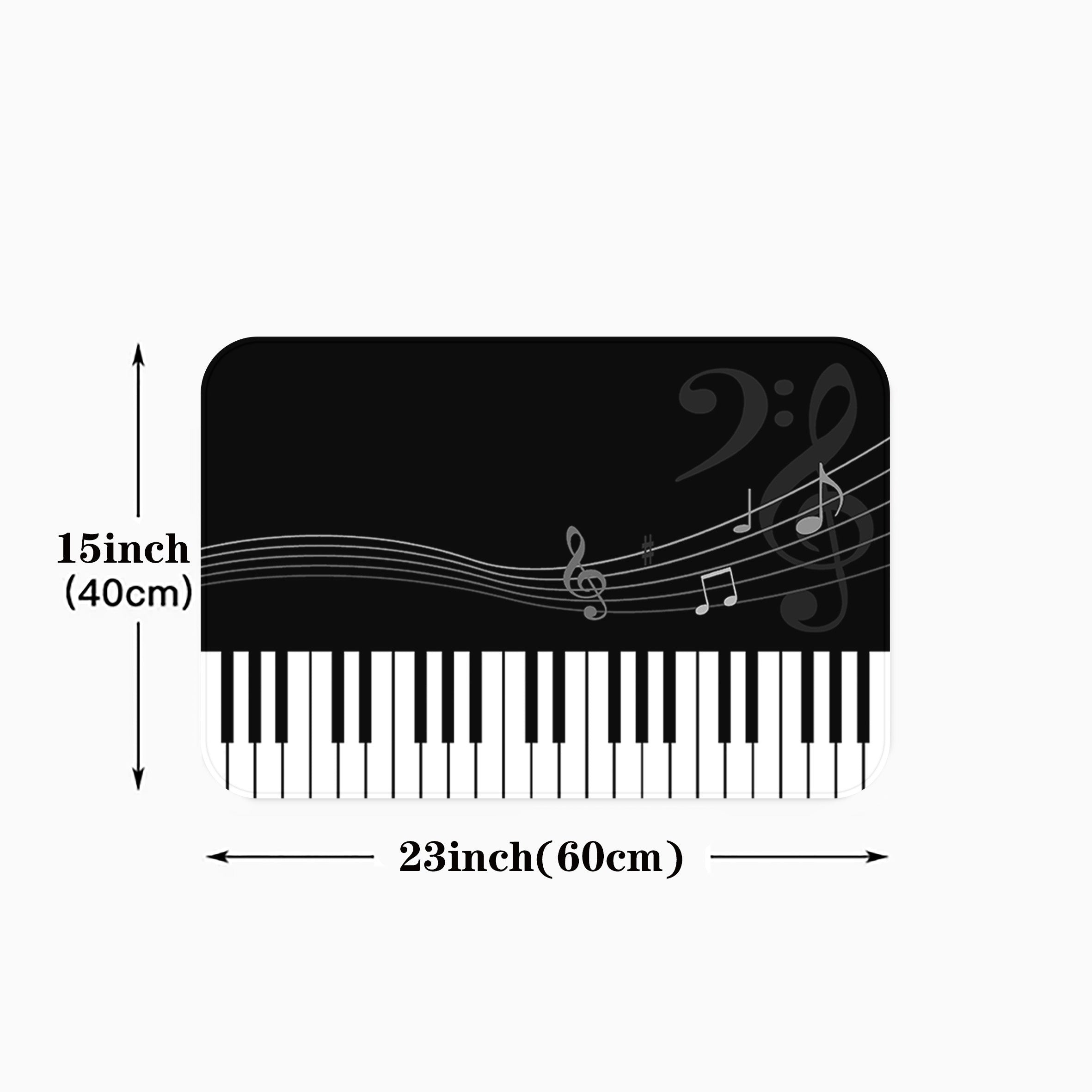 Piano Key Kitchen Floor Mat Non-Slip Waterproof Oil-Proof Soft Flannel