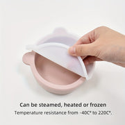 Kids' Silicone Feeding Bowl Set with Lid and Suction Base for Independent Eating