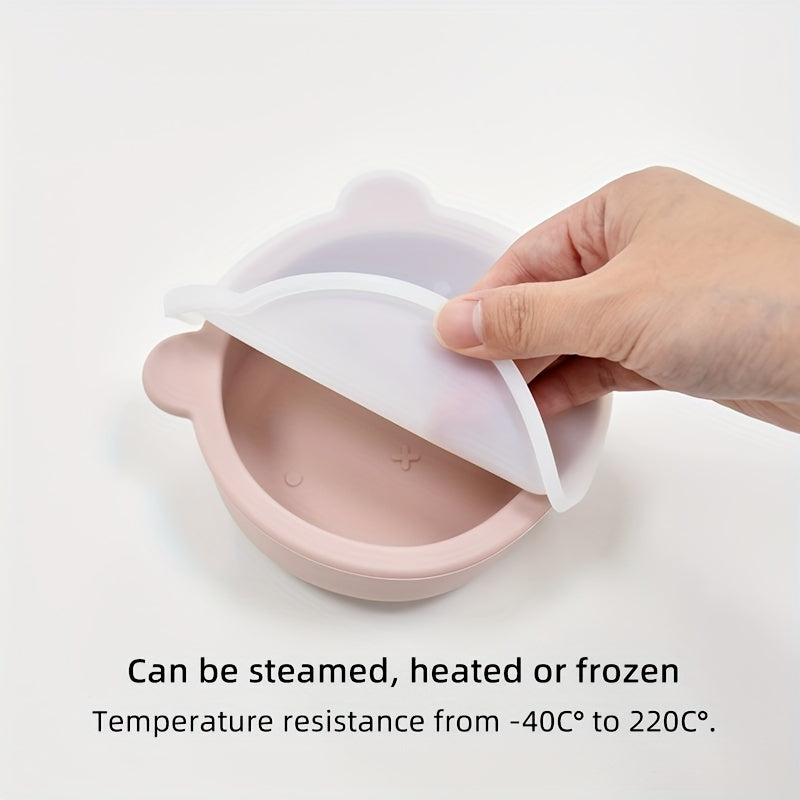 Kids' Silicone Feeding Bowl Set with Lid and Suction Base for Independent Eating