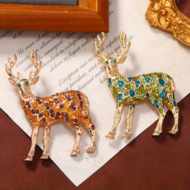 Эмалированные броши олени для женщин, животные, значки на лацкан, элегантные ювелирные аксессуары