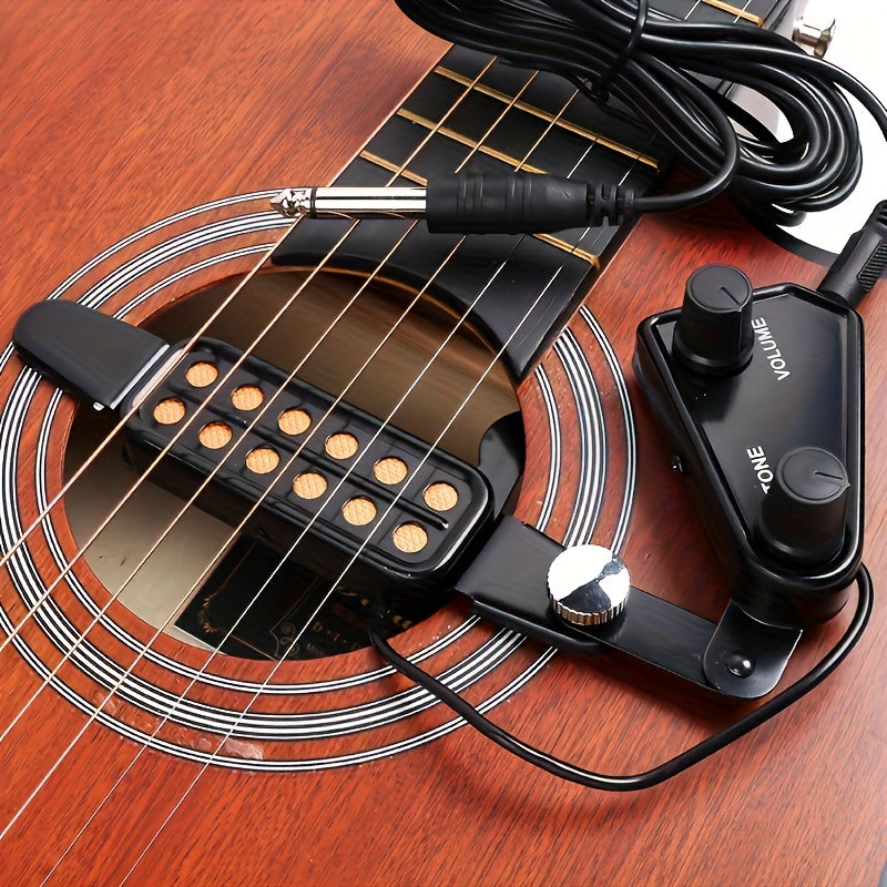 12-Hole Magnetic Acoustic Guitar Pickup with Adjustable Volume and Tone Control