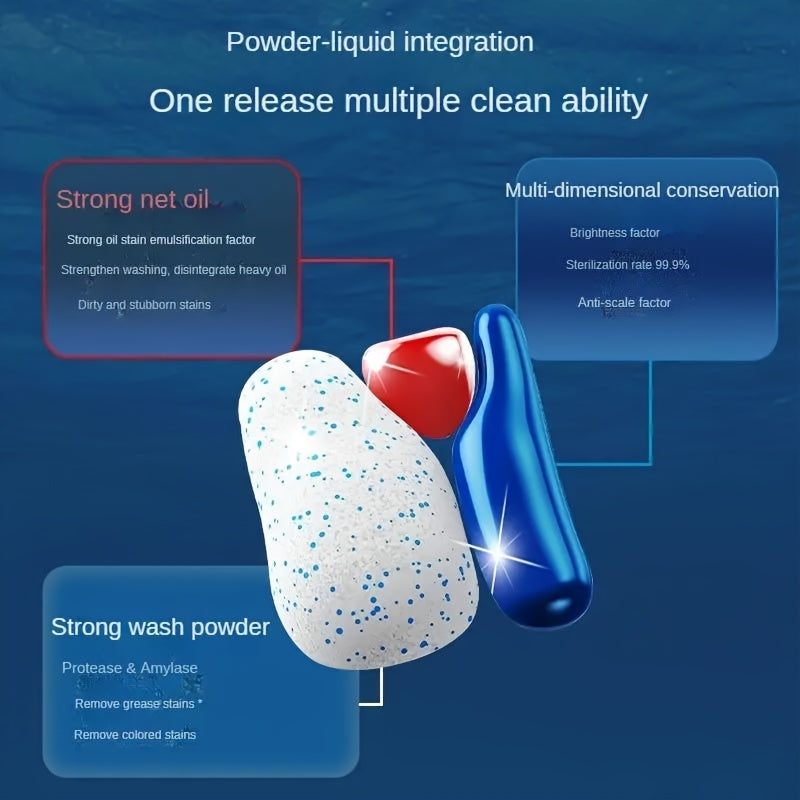 Cápsulas para lavavajillas líquido todo en uno, poder de limpieza triple acción para grasa y manchas