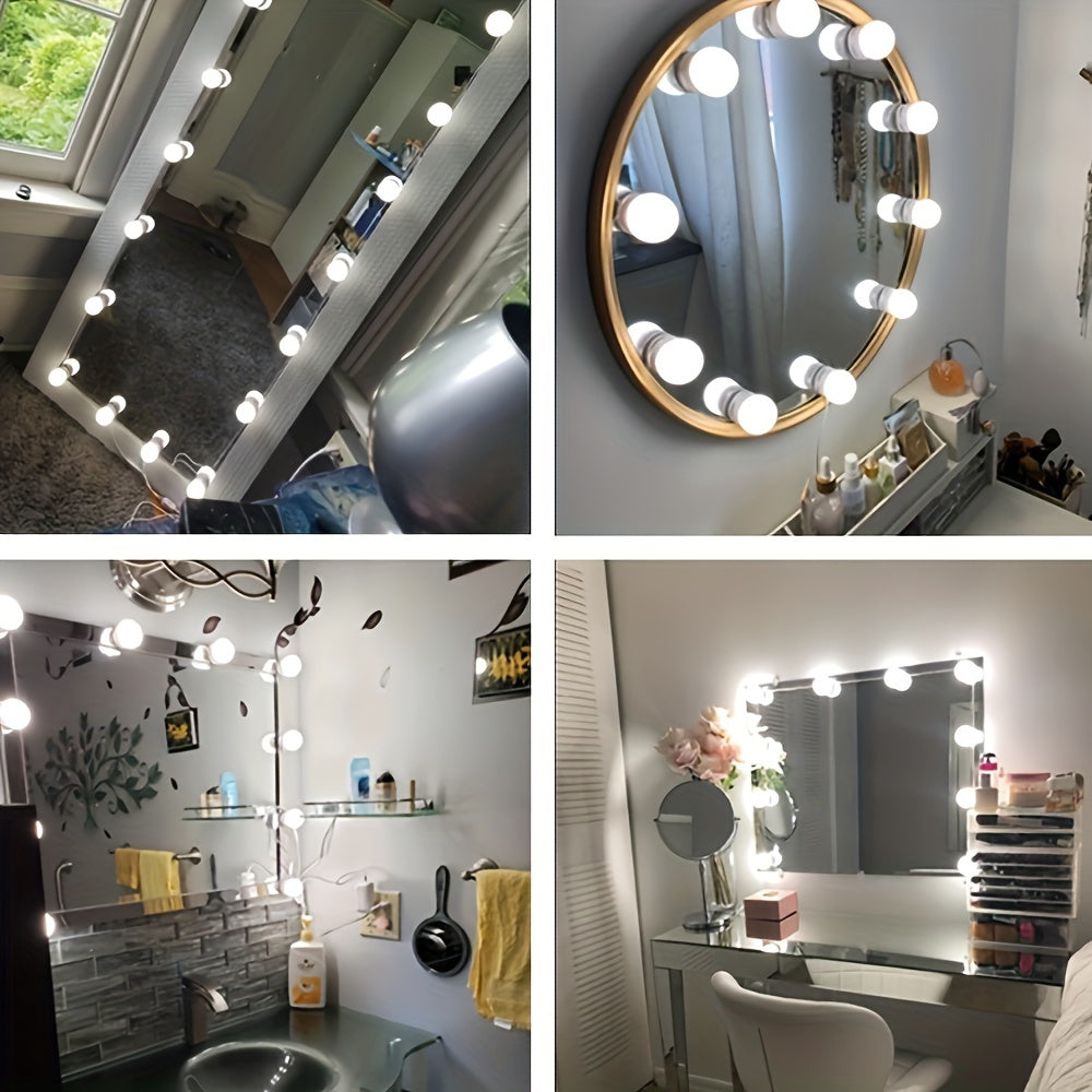 LED Makeup Mirror Lights Kit with 3-Color Dimmable USB-Powered for Vanity Cabinets and Stations