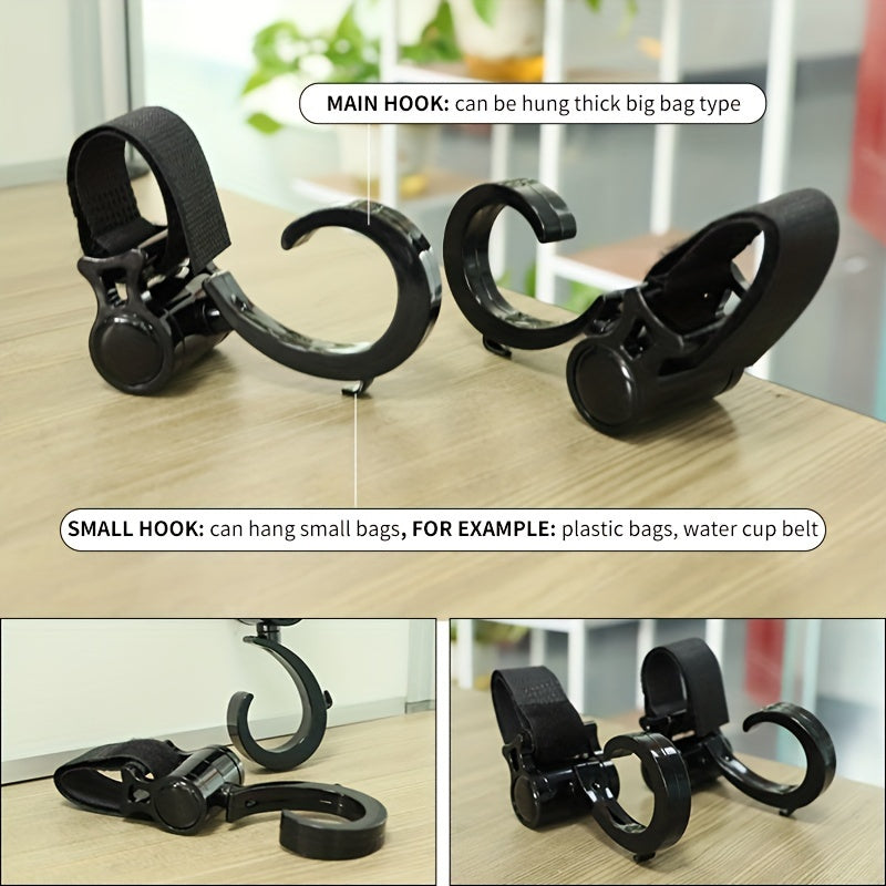 360° Stroller Hooks for Diaper and Shopping Bags Compact Durable Design