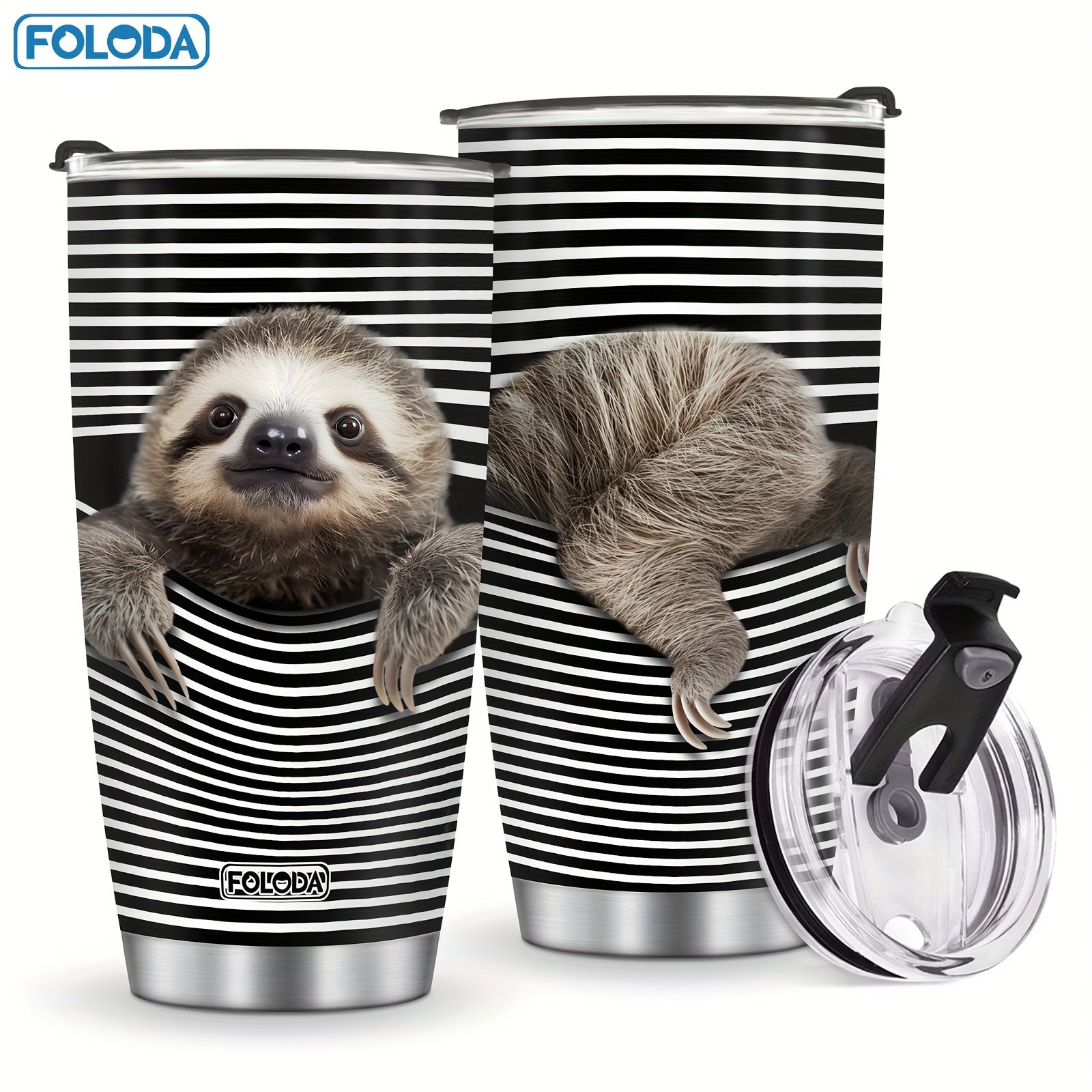 20 унций нержавеющая стальная кружка с крышкой, изолированная и непроницаемая, с дизайнами кота, панды и ленивца. Идеальный подарок на Рождество, дни рождения и День матери.