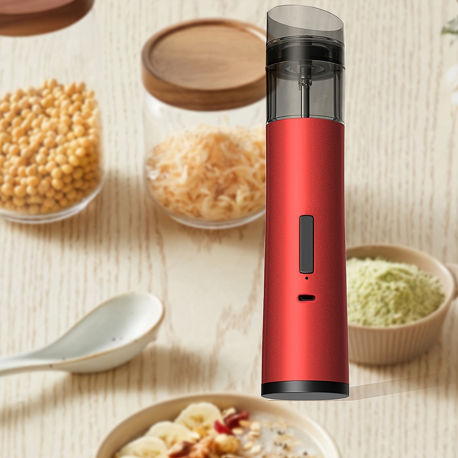 Red Electric Spice Grinder Rechargeable Portable Salt Pepper Sugar Mill