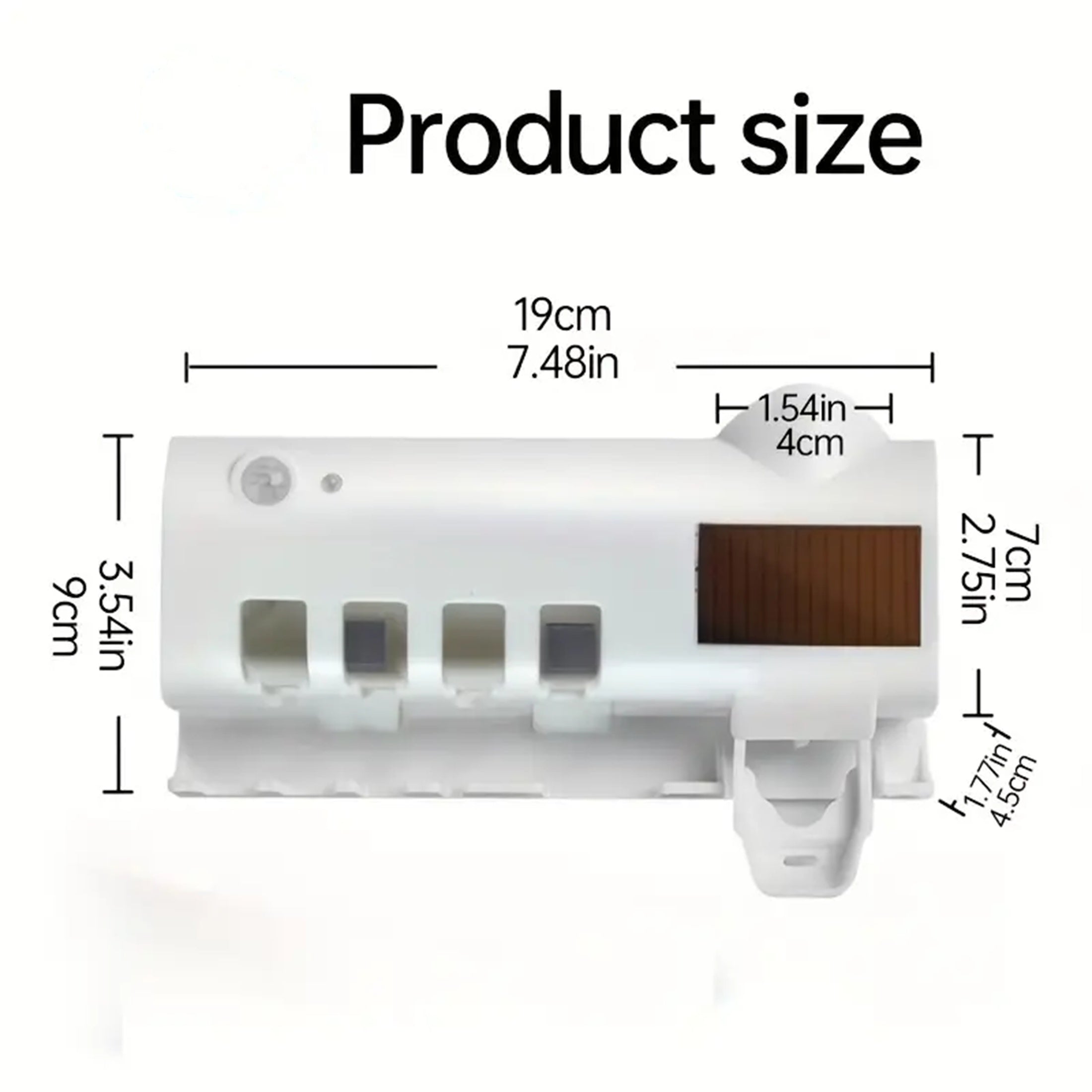 Wireless Charging Toothbrush Holder with Wall Sticker and Solar Panel for Bathroom