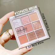 Paleta de sombras de ojos de cerezo para mujer, 9 colores, glitter, mate, shimmer, de larga duración