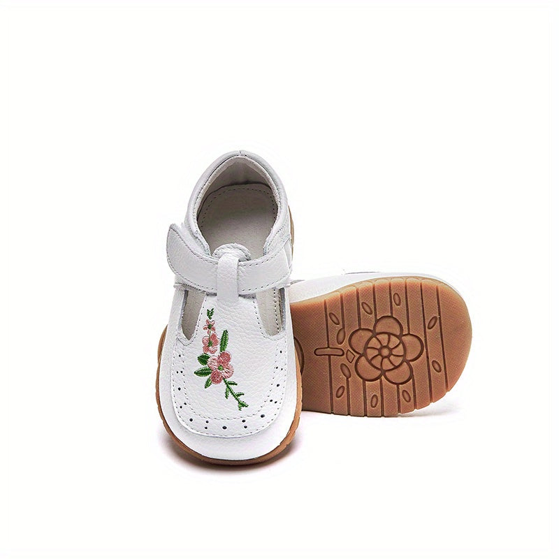 Toddler Girls Flower T-Strap Sandals Lightweight Anti-Skid Mary Jane Flats