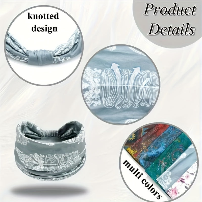 Women’s Boho Polyester Knit Crochet Headband for Yoga Running and Sports