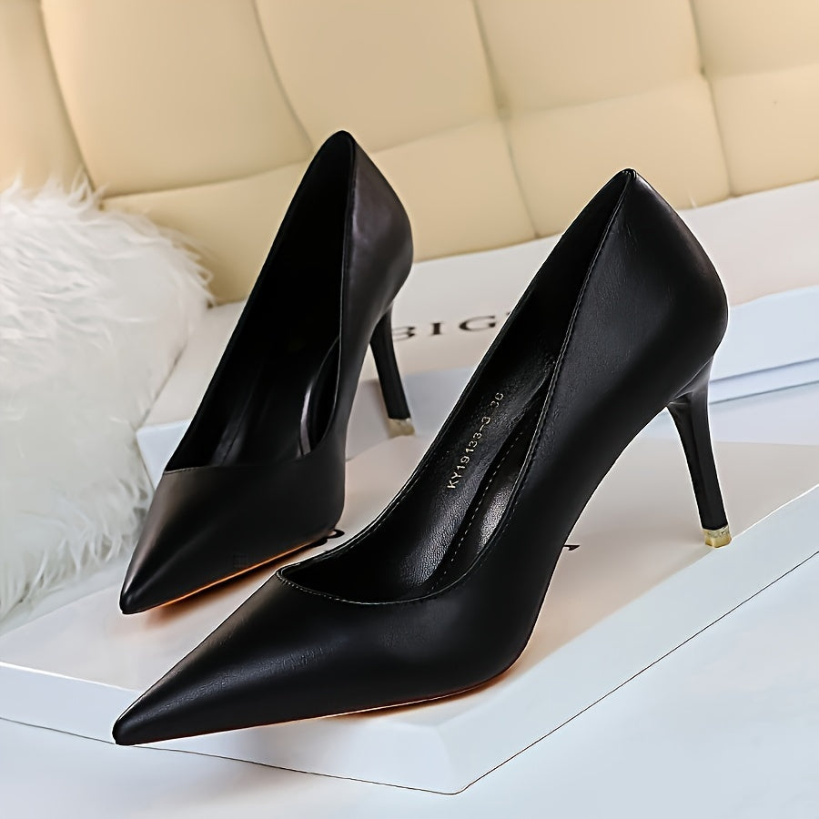 Women's Pointed Toe High Heels Leather Sleek Design Lightweight Rubber Sole