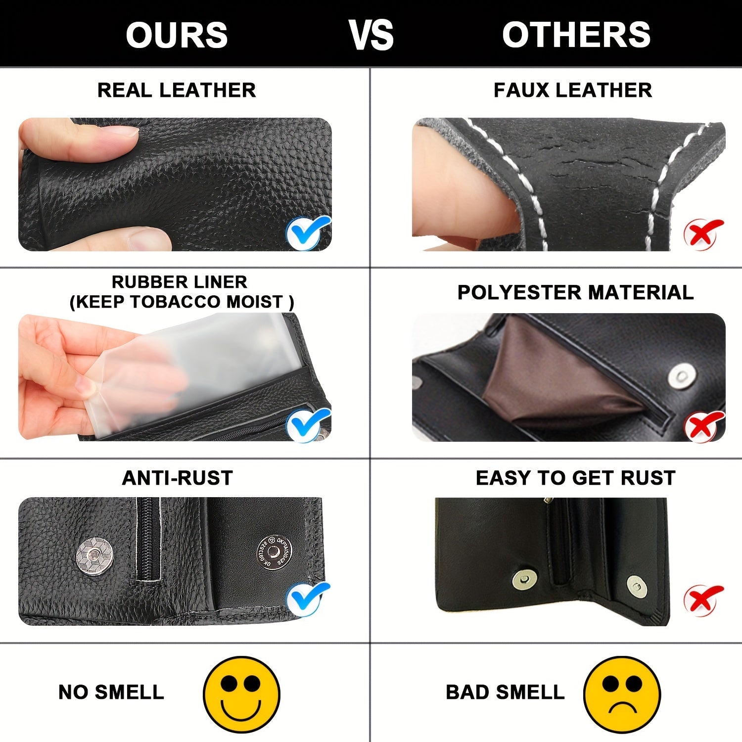 Leather Pipe Pouch Case with Zipper Organizer for 2 Tobacco Pipes