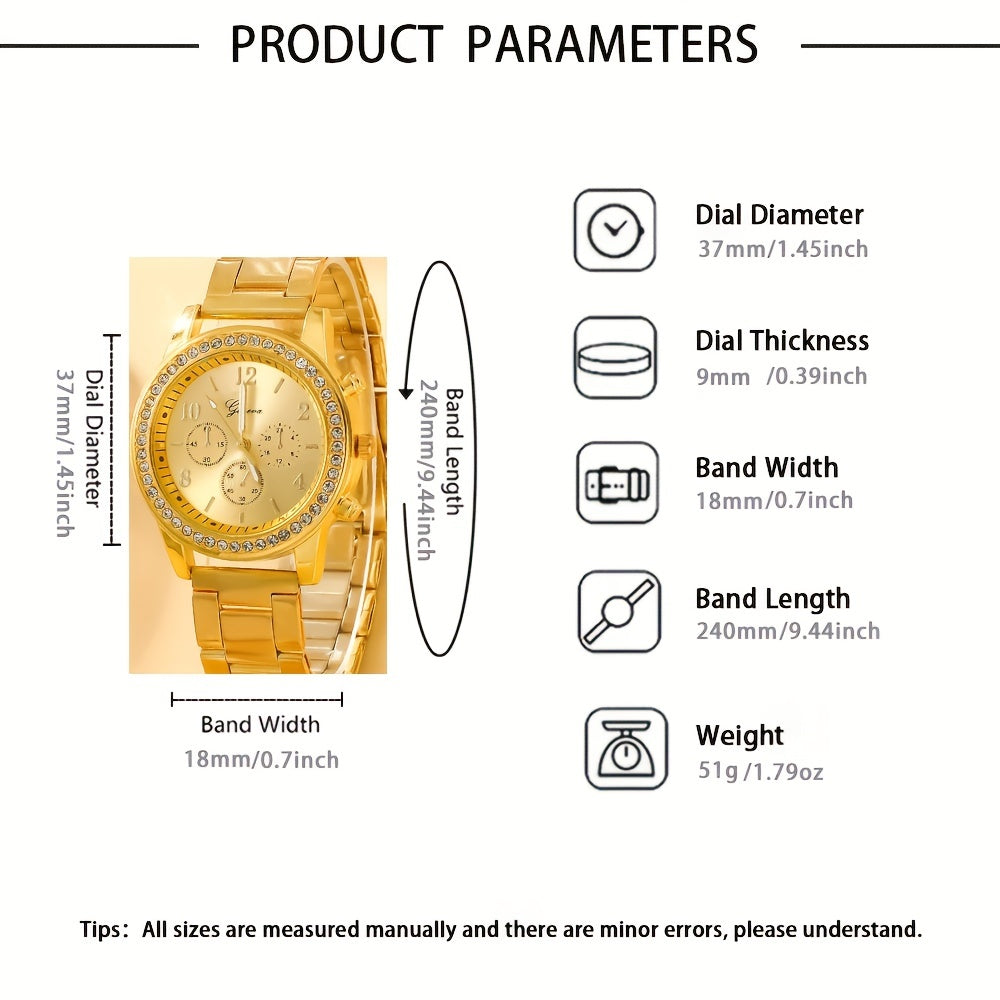 Women's Quartz Watch and Bracelet Set Stainless Steel Band Zinc Alloy Case Non-Rechargeable Battery