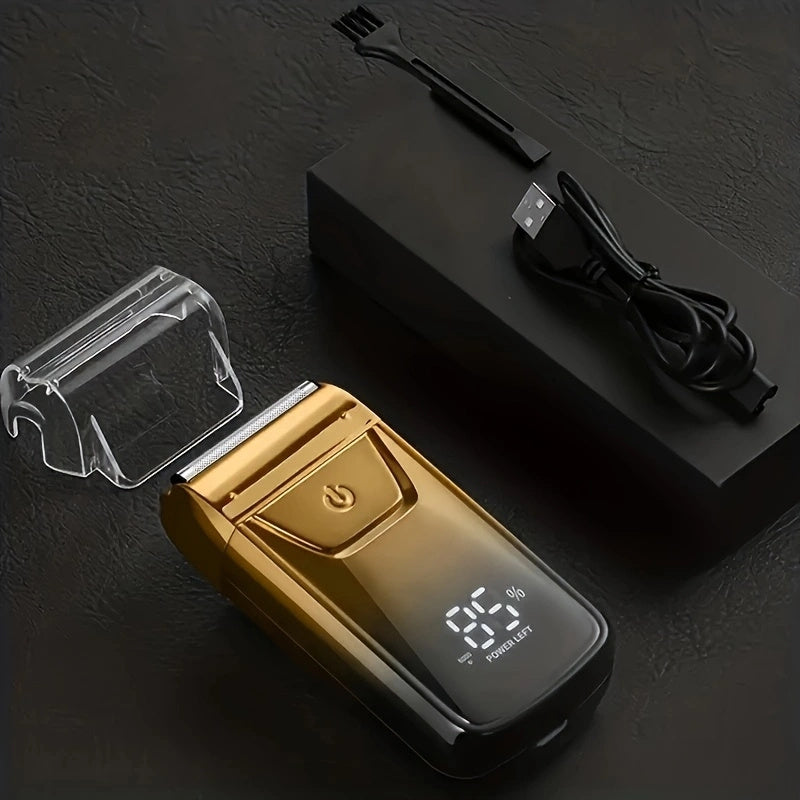 Electric razor with LED display adjustable speed USB rechargeable stainless steel body trimmer hair clipper foil ideal gift