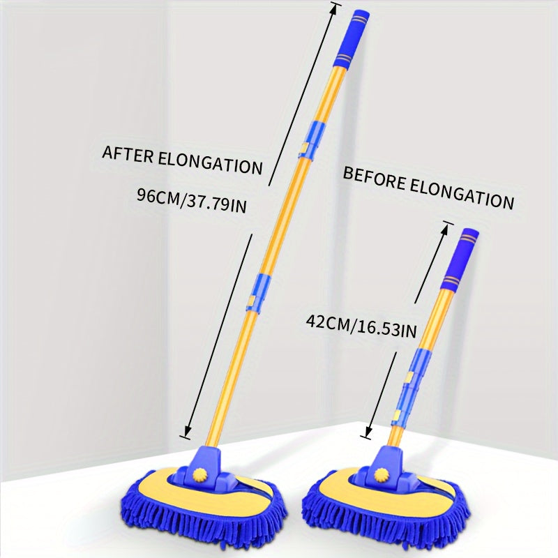 Telescopic Car Wash Mop with Adjustable Angle Head Lightweight Aluminum Handle Microfiber Bristles