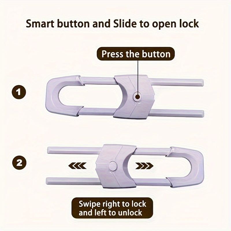 2 Pack U-Shaped Cabinet Locks for Wardrobes Drawers and Appliances