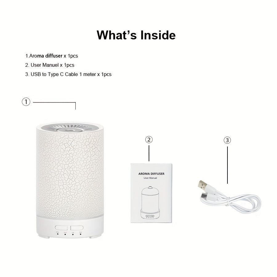 Humidifier with 150ml Capacity, 7-Color Adjustable Light, Wood Grain Finish, USB Powered for Desktop and Room Use