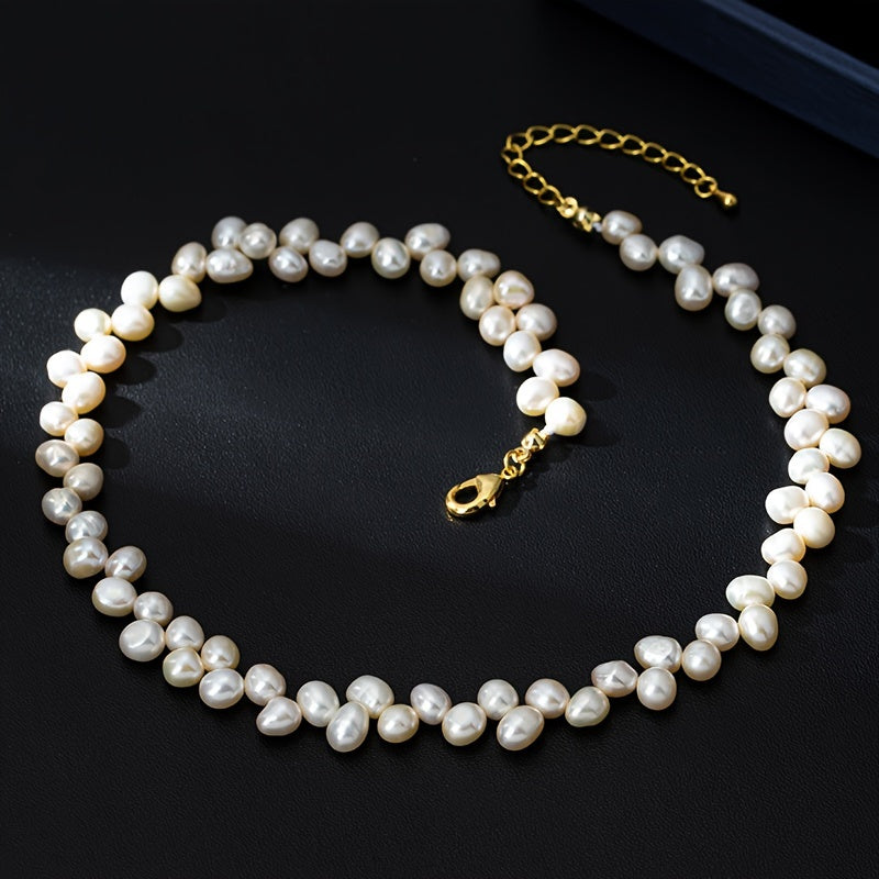 Women’s Baroque Freshwater Pearl Necklace 8mm Irregular Clavicle Chain for Mother’s Day