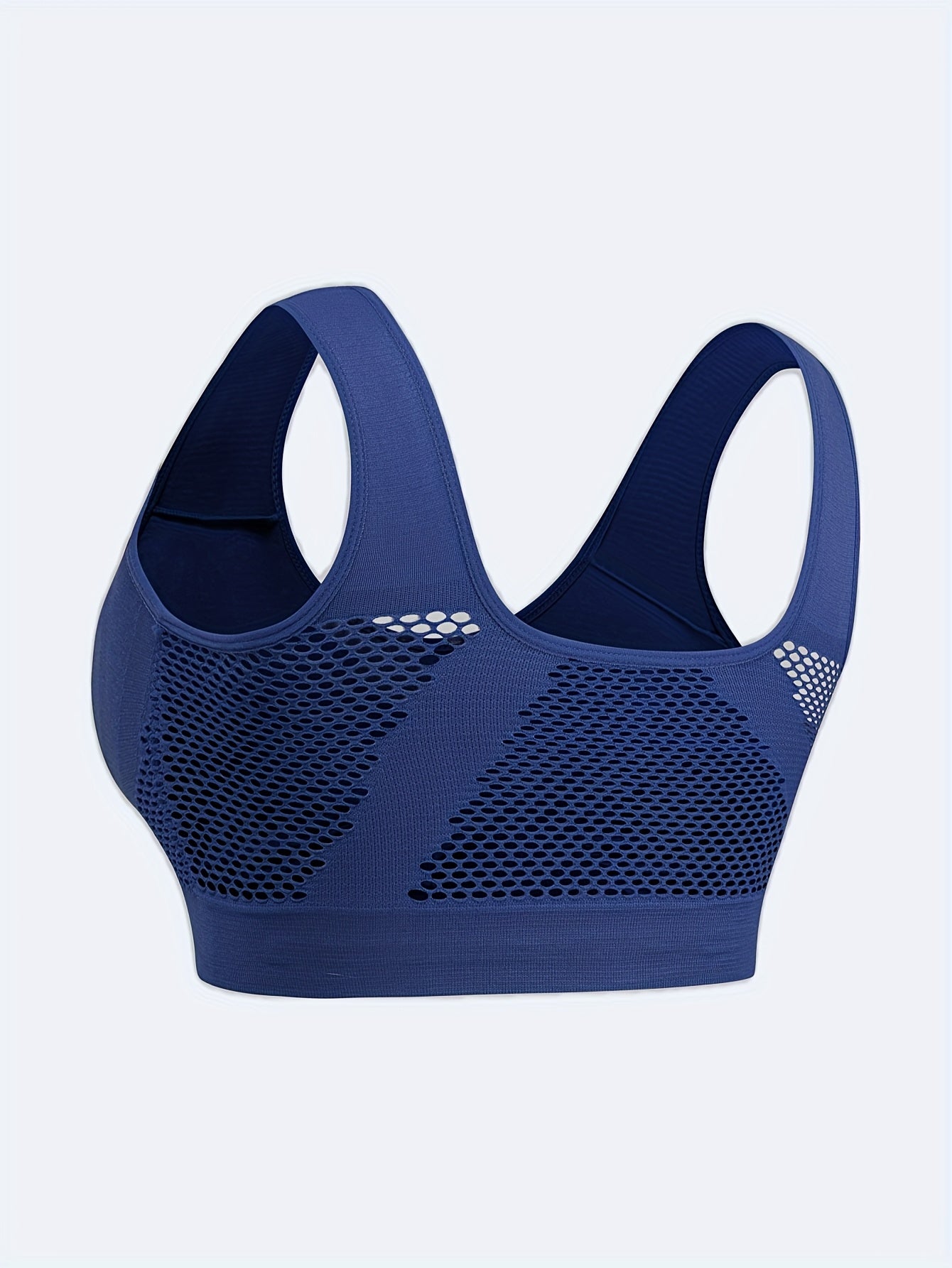 Women's Plus Size Navy Blue Seamless Sports Bra for Yoga Running Cycling