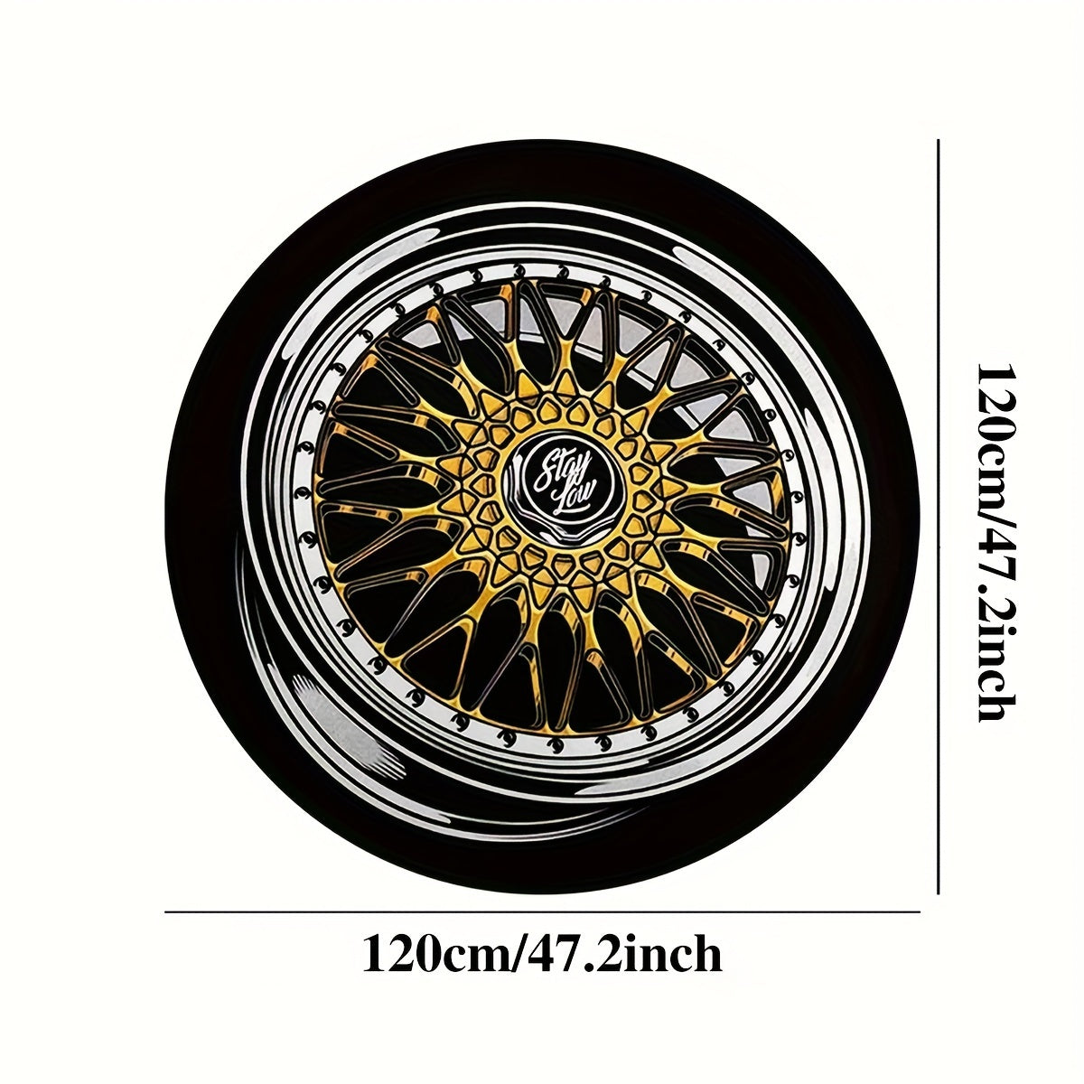 Прибрежный круглый коврик для ремонта 6 мм кристальный бархат противоскользящий с золотой каймой
