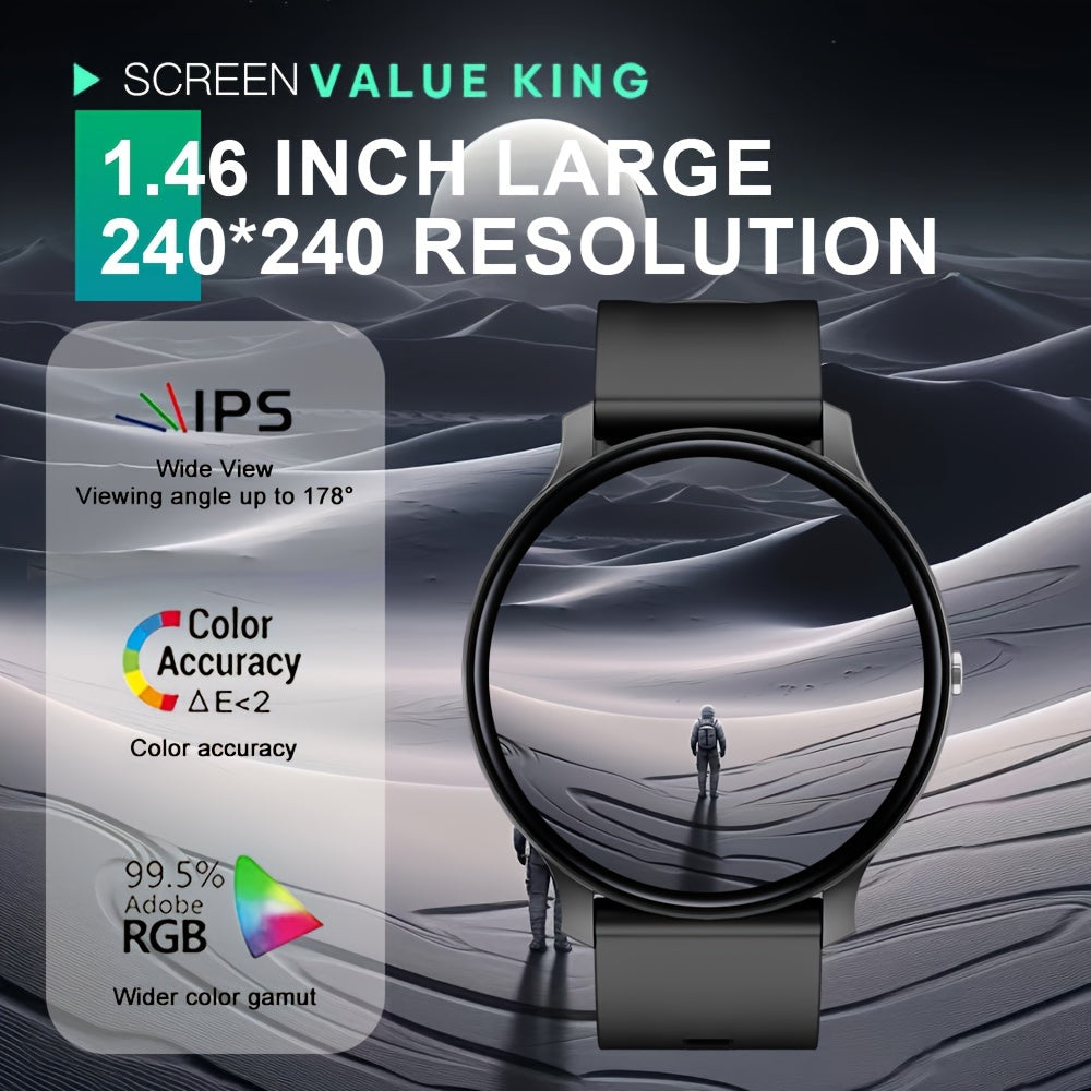 Smart Watch 1.46 Inch HD TFT Display Compatible with Android iOS Sports Tracker Call Notifications Music Control Sedentary Reminder