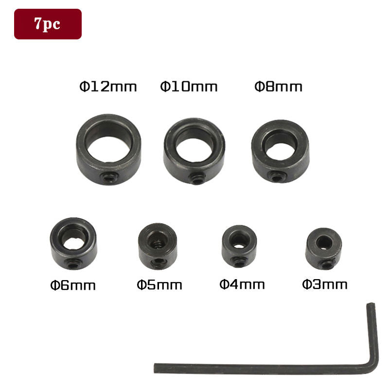 7pcs Drill Stop Ring Set Carbon Steel Locking Rings for Woodworking