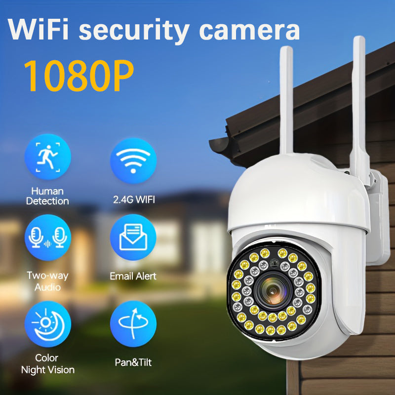 Outdoor WiFi Security Camera with 360° Panoramic View Night Vision Human Detection Two-Way Audio