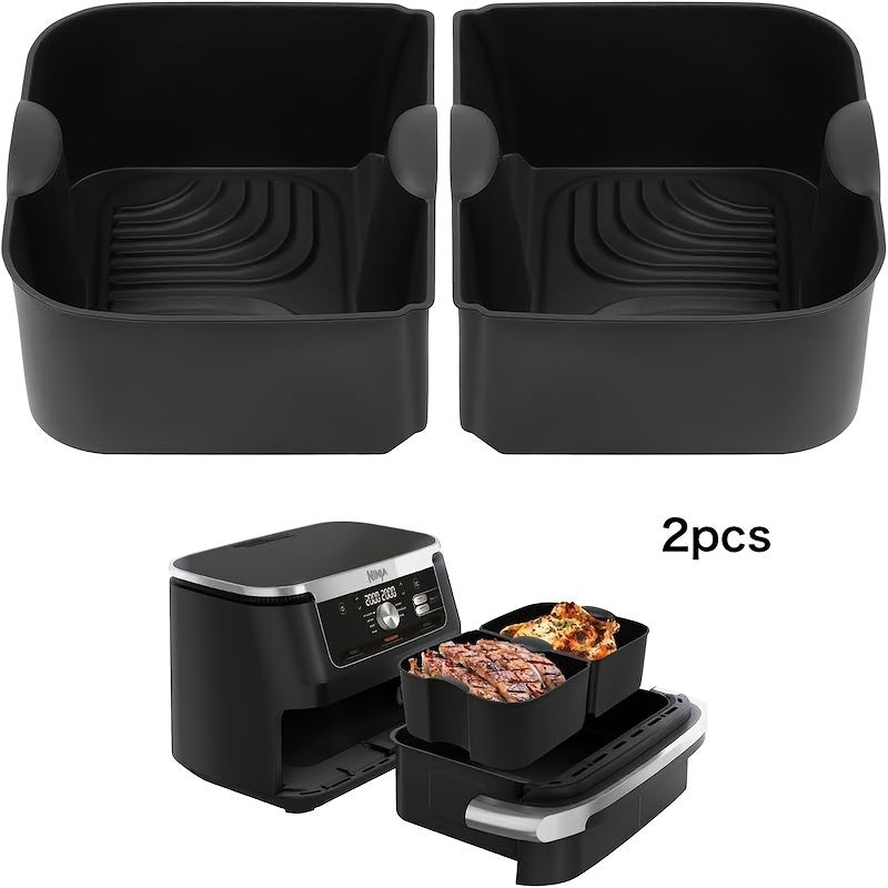 Silicone havo fritöre qoliplari 2-dona, Ninja Foodi Flexdrawer Dual Zone havo fritöresi AF500EU/UK uchun qayta ishlatiladigan aksessuarlar, 5.2L sig'im - pech, mikroto'lqinli pech va muzlatgich bilan mos keladi