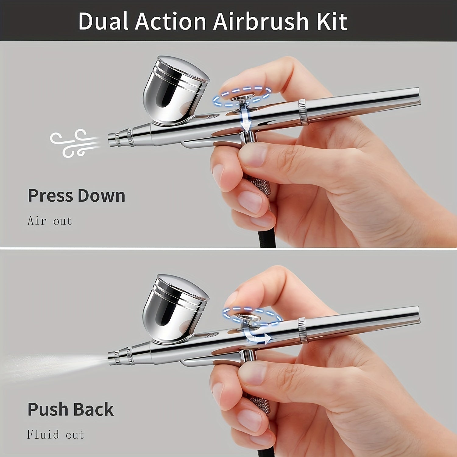 Portable Mini Airbrush Kit with Compressor Dual-Action Gravity Feed for Crafts Cake Decorating and Tattoo