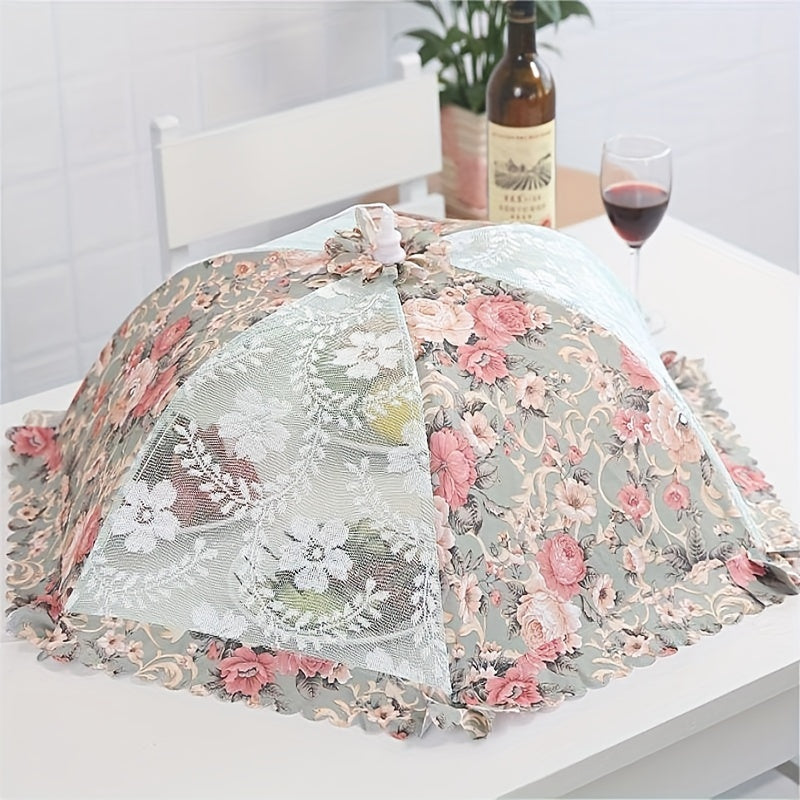 Foldable Floral Food Cover with Large Capacity, Rectangular and Round Mesh Dust Fly Protection
