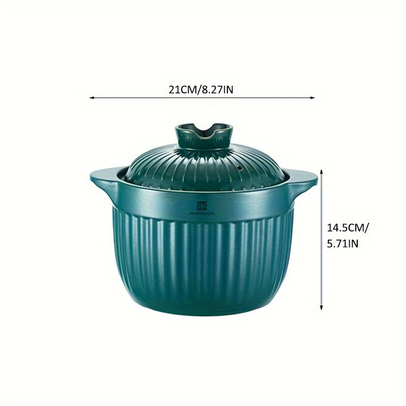 Красная/Зеленая 3L Традиционная Кастрюля из Сподумена с Нержавеющей Стальной Крышкой - Керамическая Чаша для Супа и Тушеного Мяса для Газовой Плиты, Идеально Подходит для Риса и Здорового Приготовления, Только Ручная Стирка