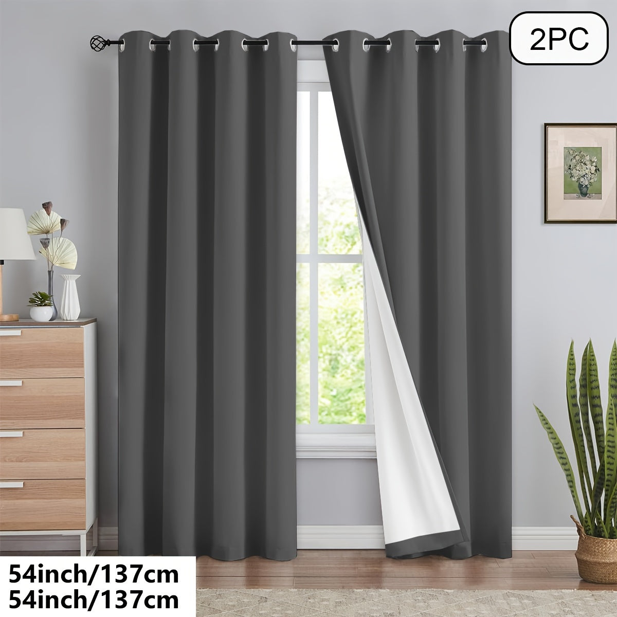 Blackout Curtains 54x84 Inches Off-White Grommet Full Blackout with White Lining