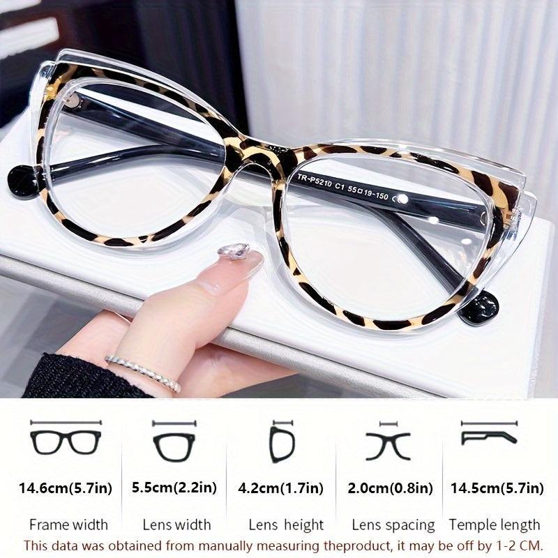 Ayollar uchun dekorativ mushukko'z ko'zoynaklar, shaffof rangli bloklangan linzalari bilan