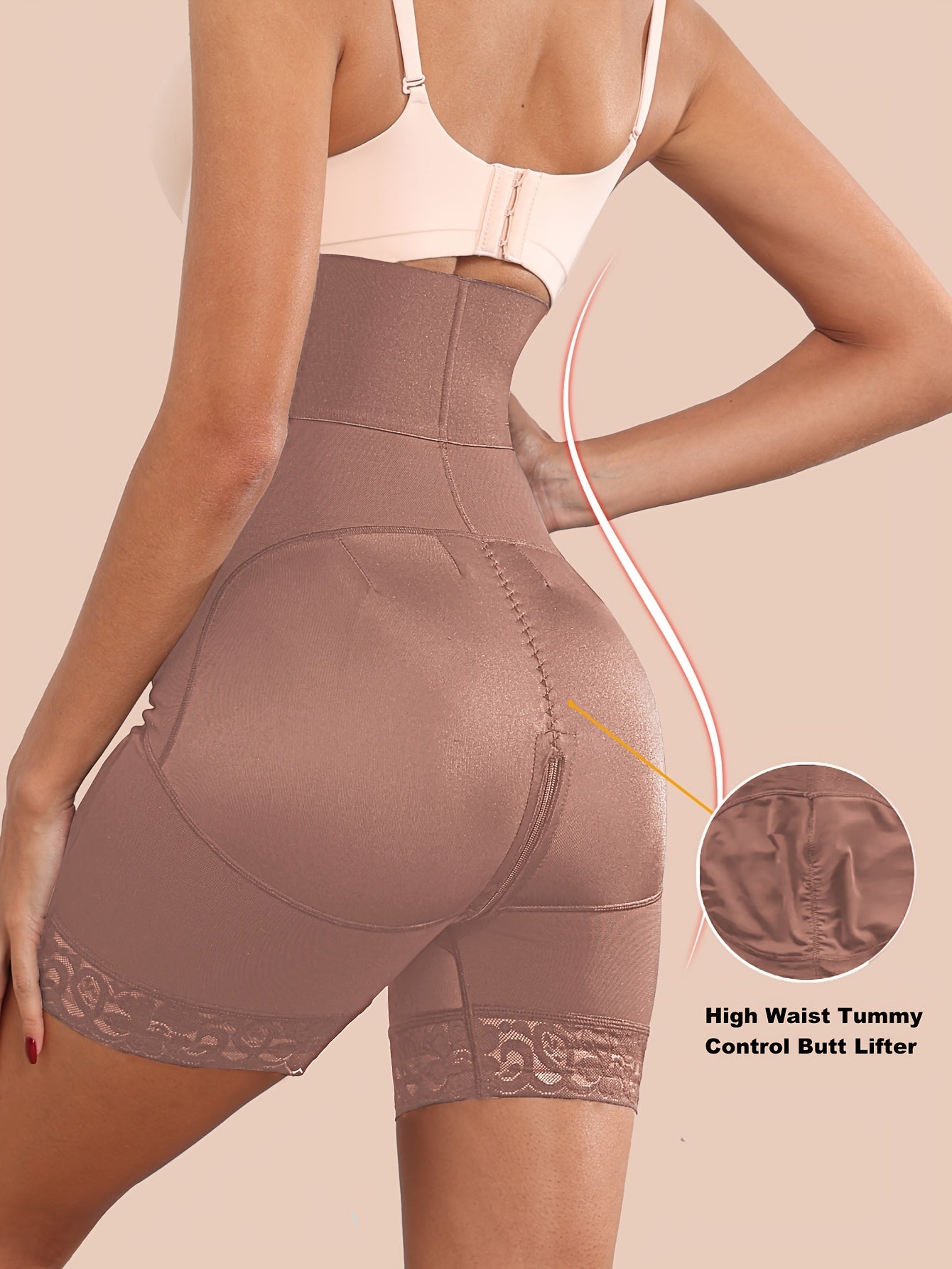 Women's High Waist Shapewear Shorts for Postpartum Recovery Butt Lifting Leg Slimming Elastane Nylon