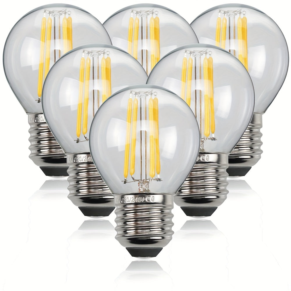 6pcs Vintage LED Bulbs G45 Globe 220V 4W 6W Warm White E27 Glass Filament