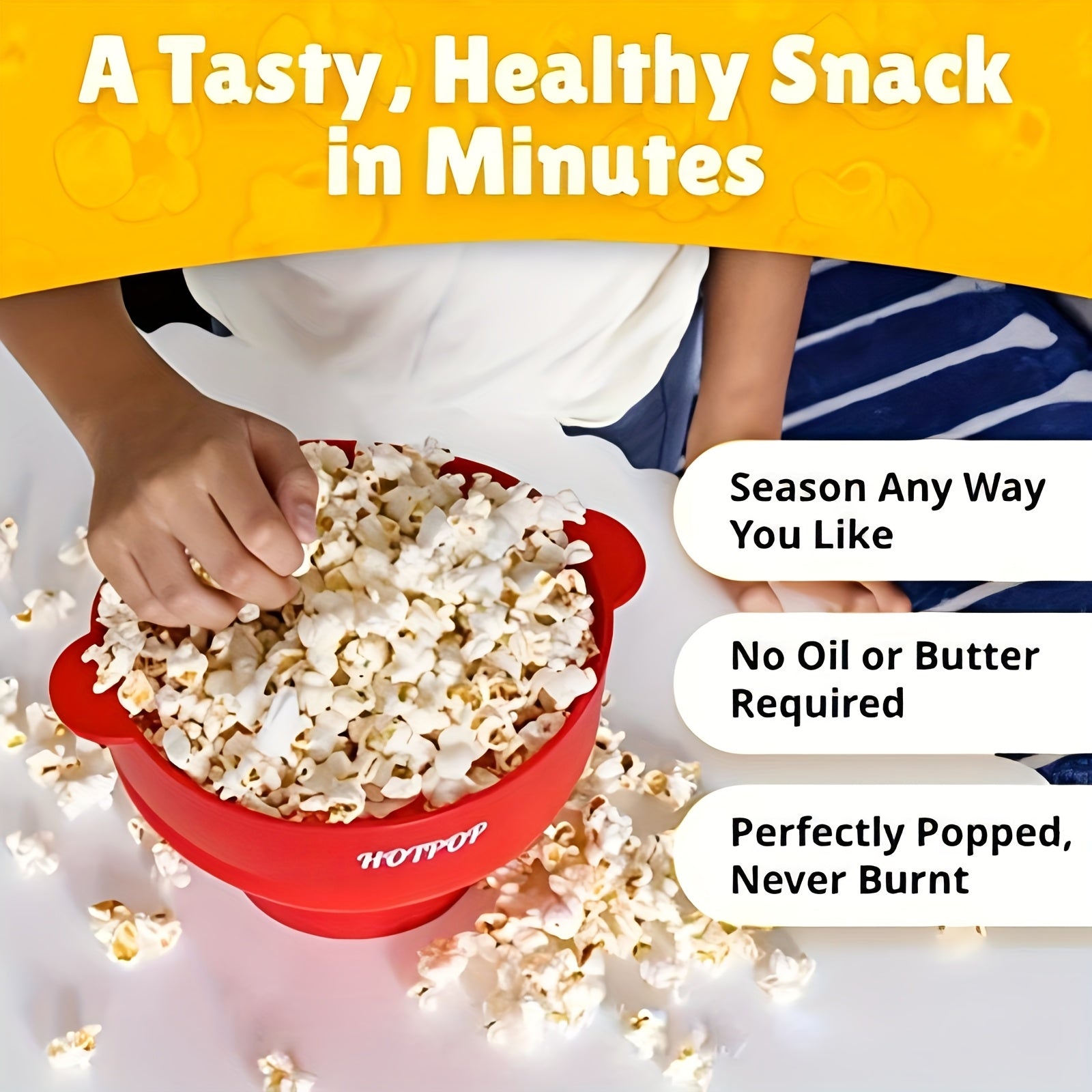 10 rangda mikrotolqinli popkorn tayyorlagich, BPAsiz, idishga mos keladigan.