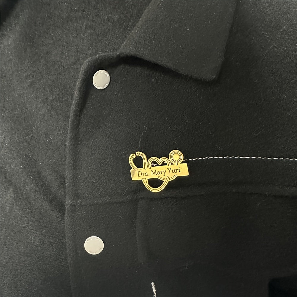 Personalized Stainless Steel Men's Brooch Engraved Name Logo Gift for Fathers Day