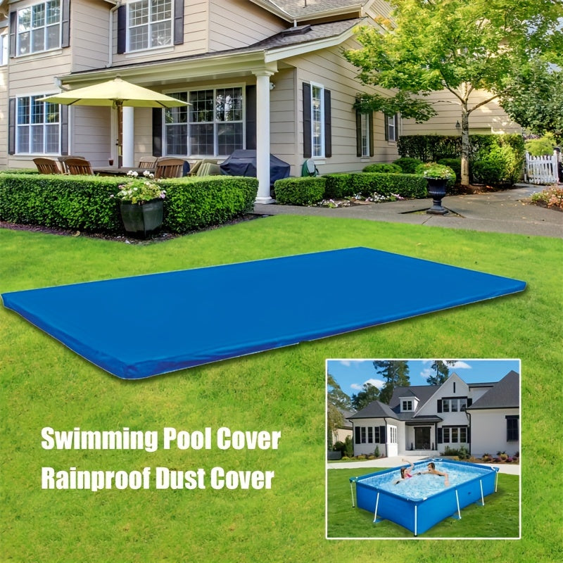 Blue Square Pool Cover with Frame UV Protection Safety for Above Ground Pools