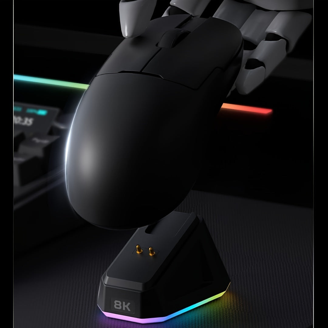 Gaming Mouse with 8KHz PAW3395 Sensor 26K DPI Ambidextrous Lightweight Wireless Wired
